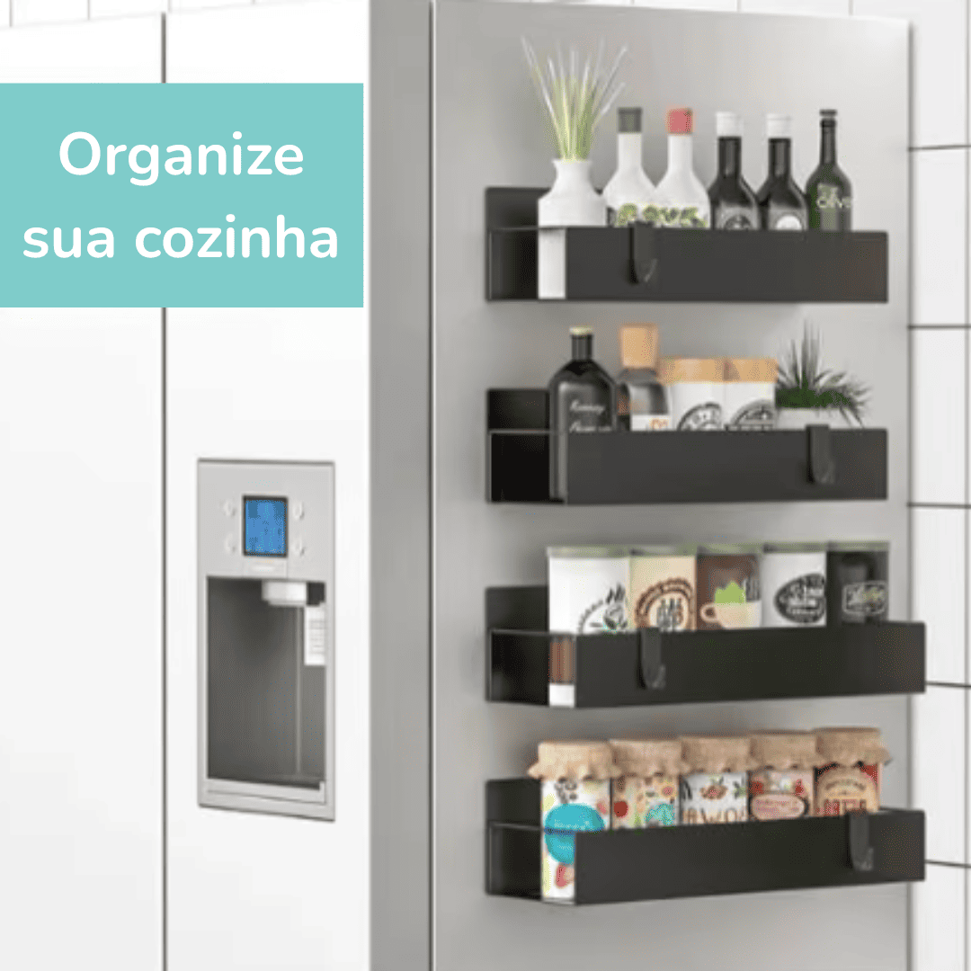 Prateleira magnética para organizar a cozinha - Compre 1 Leve 2 + Suporte de toalha de brinde - SOMENTE HOJE