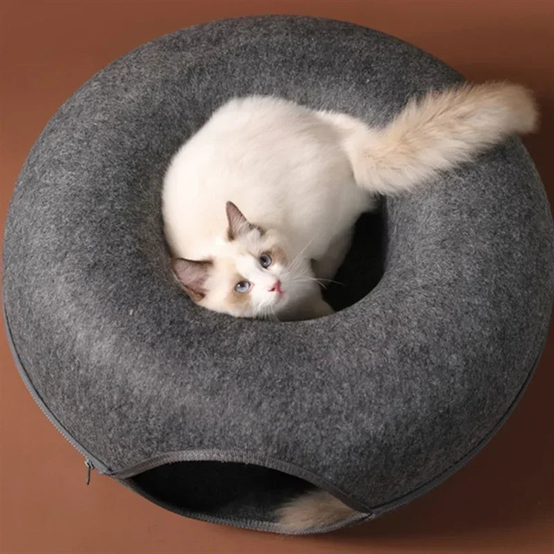 Cama Donut em Feltro para Gatos
