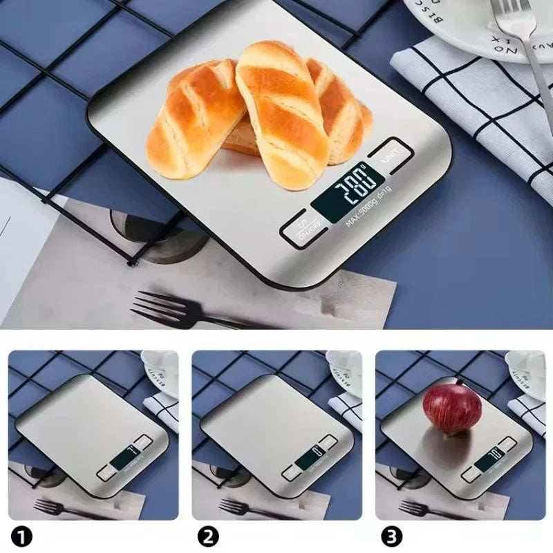 Balança Digital de Cozinha Inox com Display LED