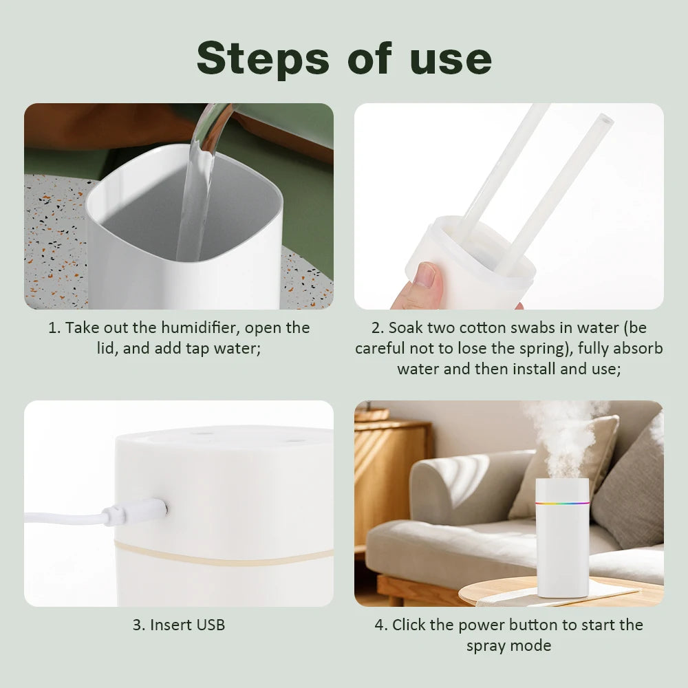 Umidificador de Ar Portátil USB 600ml