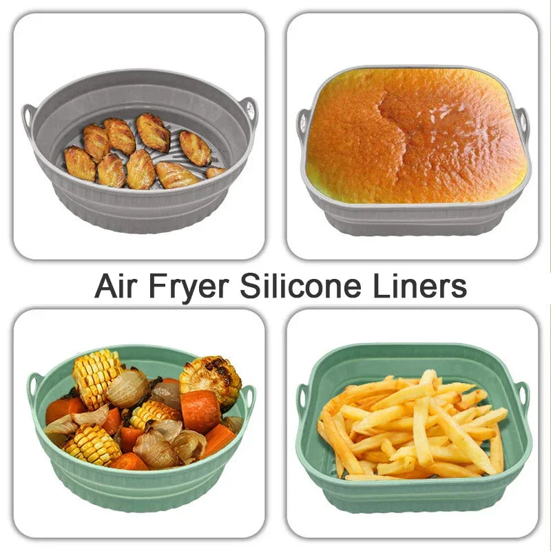 Cesto de Silicone Dobrável para Air Fryer