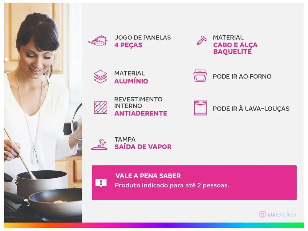Conjunto de Panelas Eirilar 4 Peças