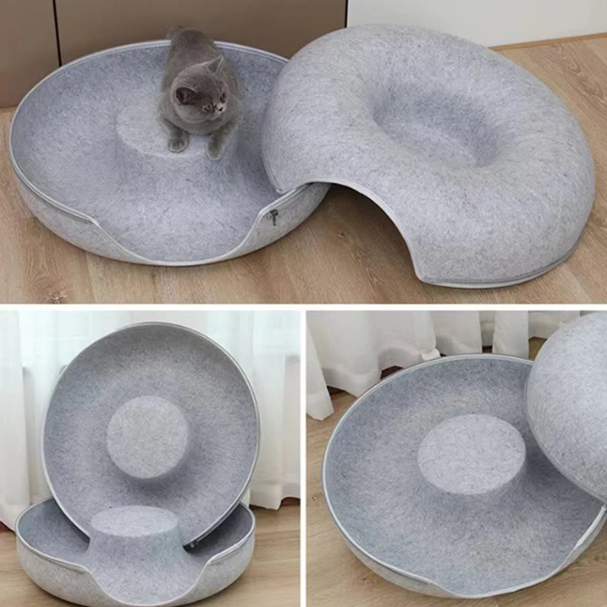 Cama Donut em Feltro para Gatos