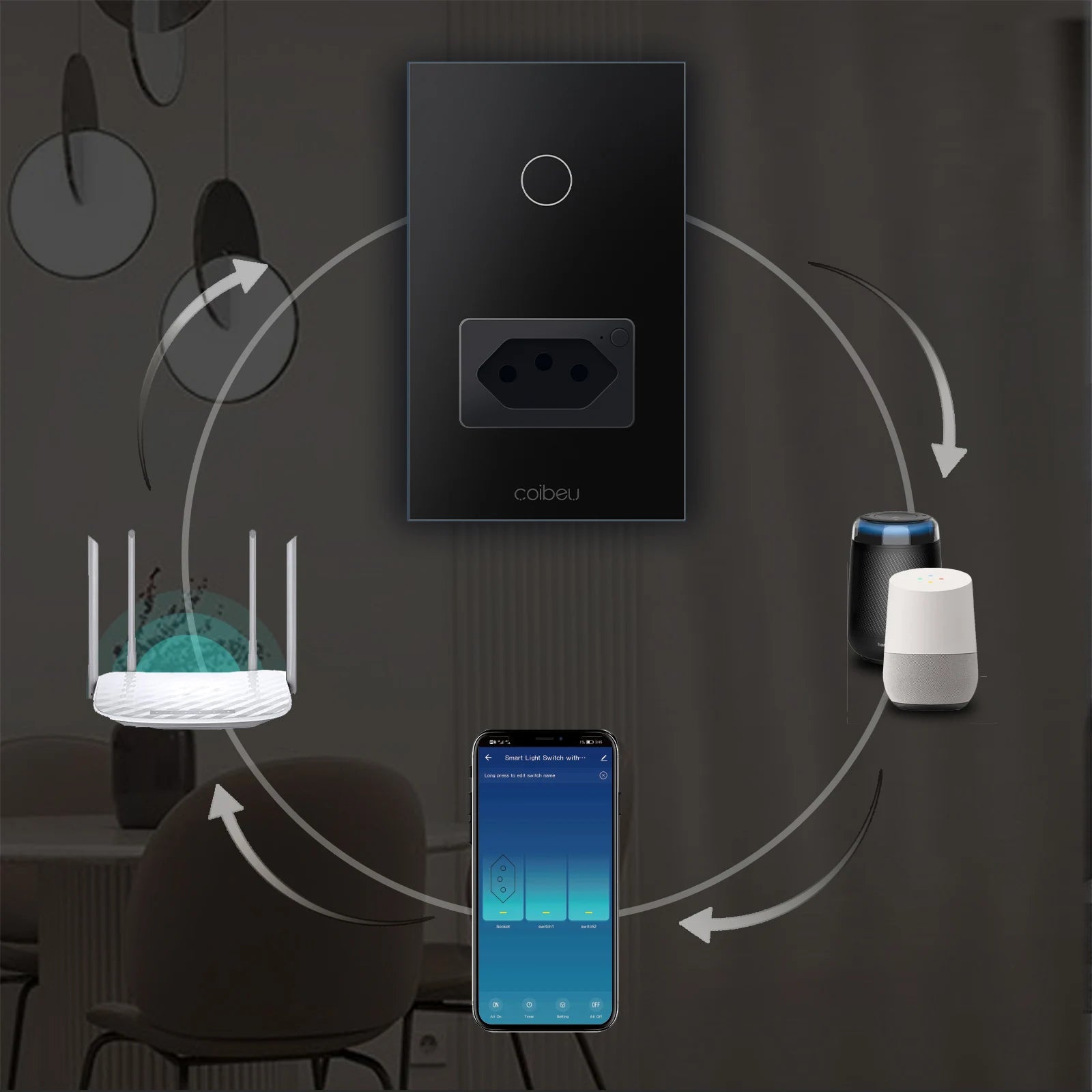 Interruptor Inteligente, Wi-Fi, Touch