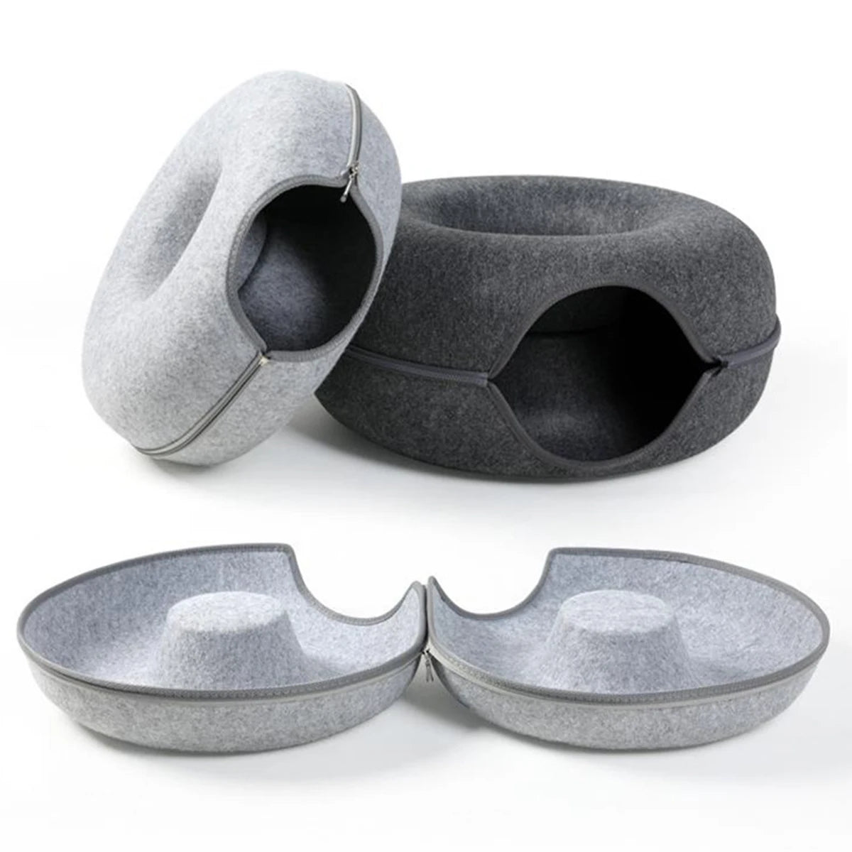 Cama Donut em Feltro para Gatos