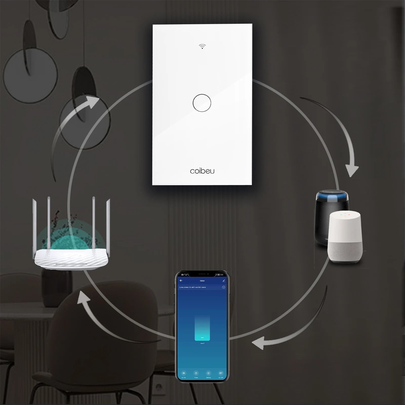 Interruptor Inteligente, Wi-Fi, Touch
