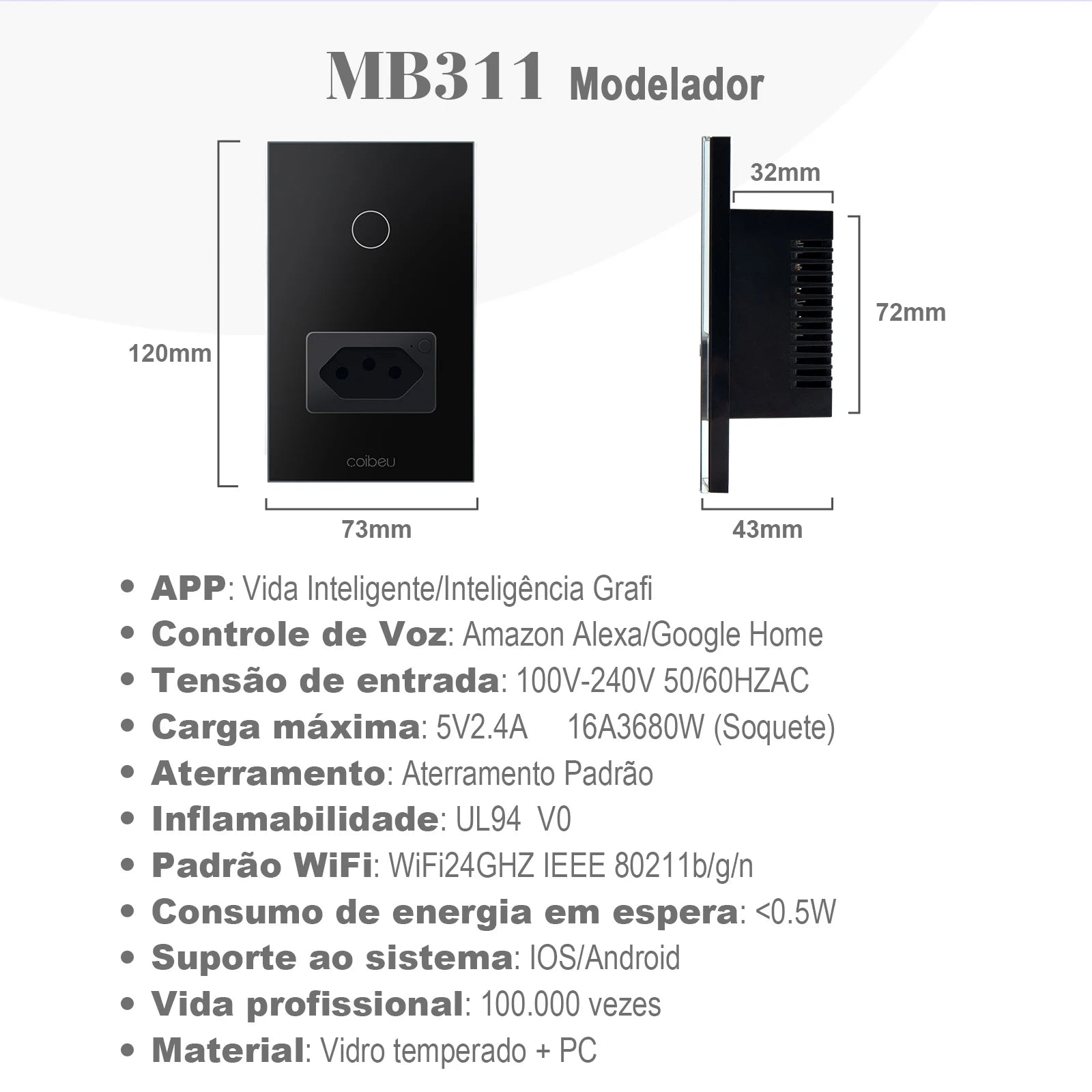 Interruptor Inteligente, Wi-Fi, Touch