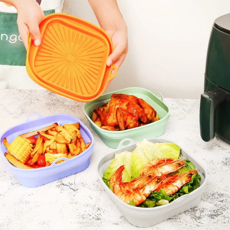 Cesto de Silicone Dobrável para Air Fryer