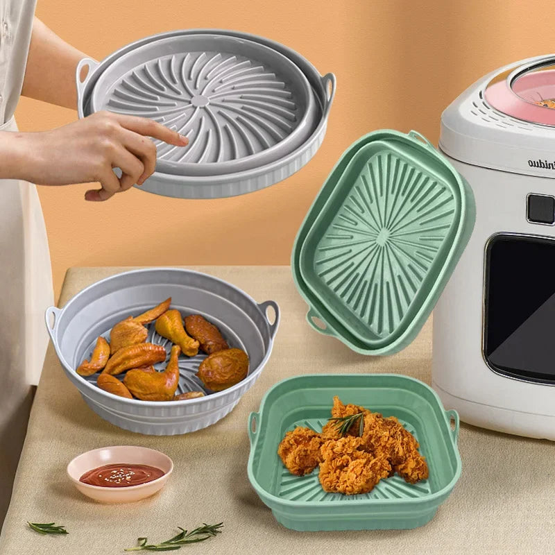 Cesto de Silicone Dobrável para Air Fryer